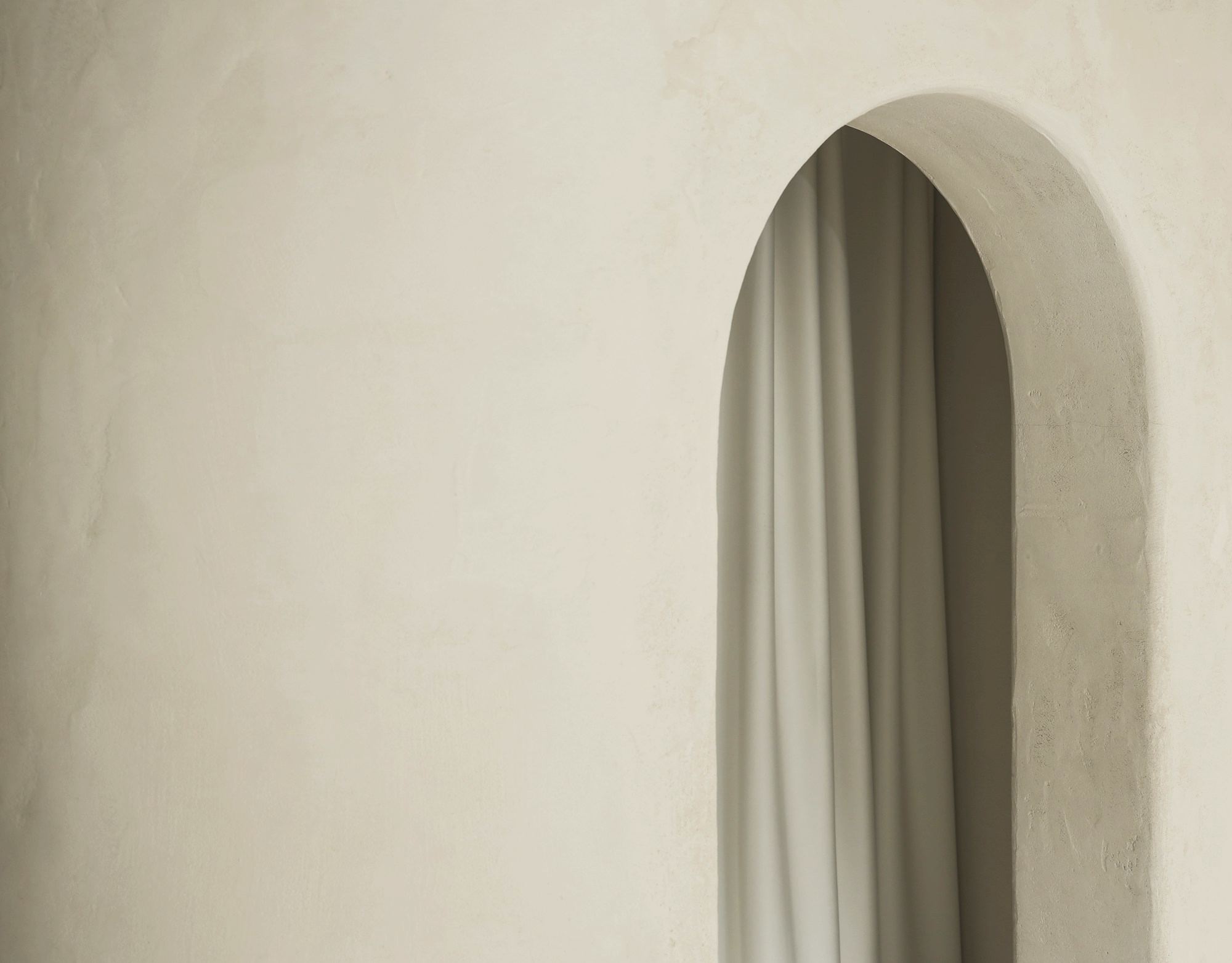 Soft daylight through a white linen curtain